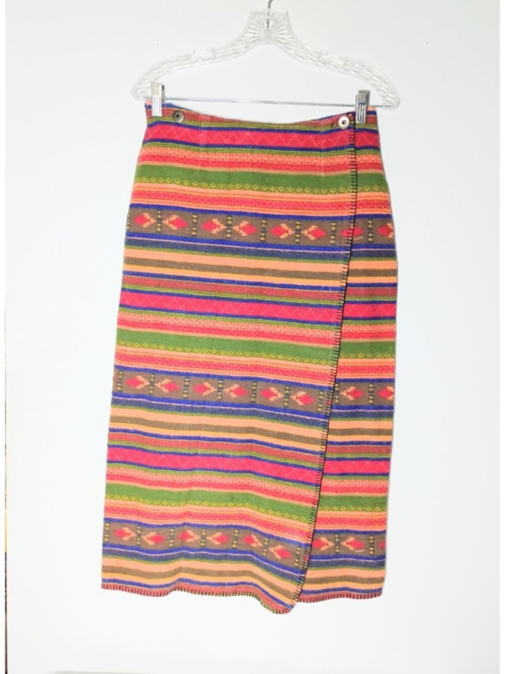 Vintage Red Rover Blanket Wrap Midi Skirt L Southwest Boho Festival Western - Picture 1 of 7